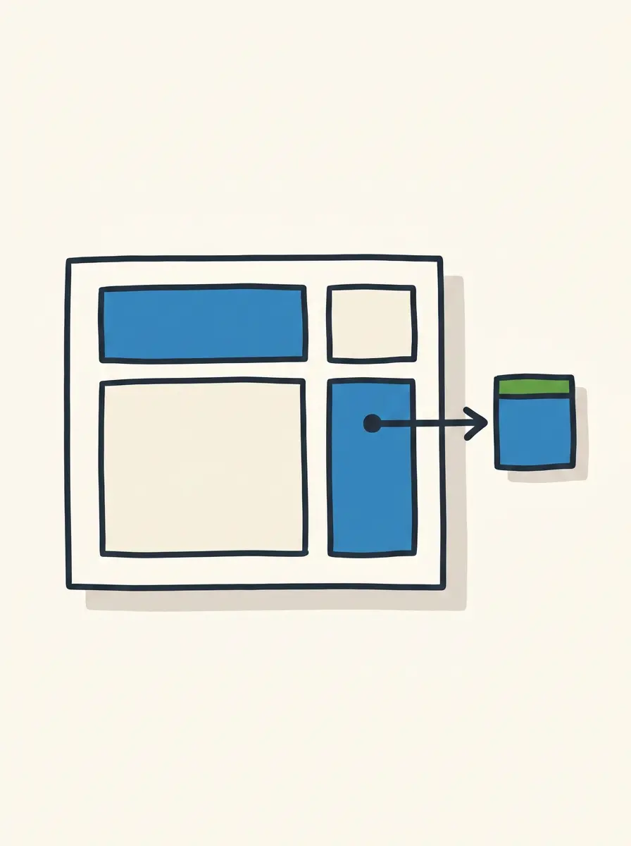 A calm flat-geometric depiction of a purpose-shaped tool with modular blocks in place